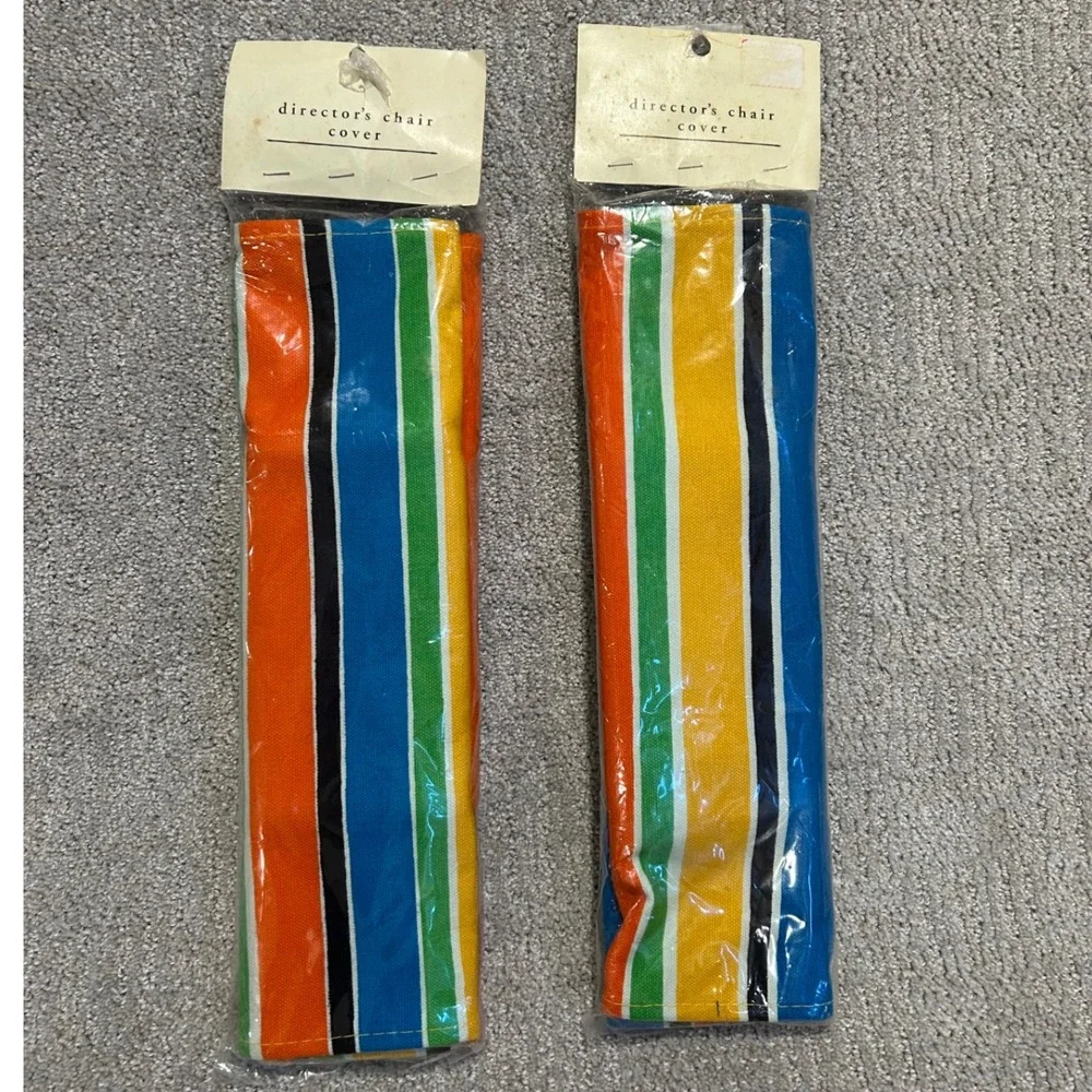 Vintage Pieri Imports Director's Chair Cover Striped Colorful‎ Set NOS